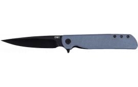 CRKT LCK Plus Folding Knife 3.38" 14C28N Black Oxide Drop Point Blade, Gray G10 Handle.