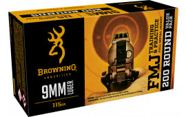 Browning Training and Practice 9mm 115gr Full Metal Jacket 200 Round Brass Case B191800096