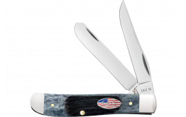 Case Mini Trapper 53066 Folding Knife, Carbon Steel 2.70" Clip Point & 2.80" Spey Blades, Jigged Gray Bone Handle