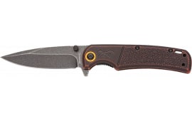 Browning Buckmark EDC Slim Folding Knife 3.13" D2 Steel Drop Point Blade, Bronze Stonewashed Polymer Handle.