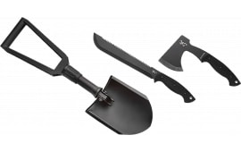 Browning Camp Combo Set Machete, Hatchet, Folding Shovel, Black Polymer Handles, Nylon Sheaths, 3220582B