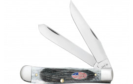 Case Trapper Stars & Stripes Folding Knife, Tru-Sharp Stainless Clip & Spey Blades, Gray Bone Handle, 4.13" Closed