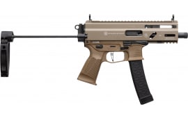 Grand Power Stribog SP9A3S 197892029988 Pistol, 9mm Luger, 5.5" Threaded Barrel, 30+1, Semi-Auto, FDE, Roller-Delayed, Tailhook Brace.