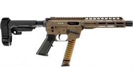 Freedom Ordnance FX9P8S-FDE FX9 Pistol 9mm 8" Barrel 31+1 Semi-Auto Flat Dark Earth SBA3 Brace Faux Suppressor