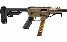 Freedom Ordnance FX9P4S-FDE FX-9 Pistol 9mm 4" 31+1 Semi-Auto FDE SBA3 Brace Faux Suppressor