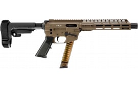 Freedom Ordnance FX9P10S-FDE FX-9 Pistol 9mm 10" 31+1 Blowback Action FDE Finish Faux Suppressor, SBA3 Brace