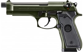 Beretta 92FS J92F300GRTB18 Pistol 9mm Luger 5.1" Threaded Barrel 18+1 DA/SA OD Green Cerakote, Serrated Slide