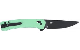 CRKT Q Compact 3.05" 14C28N Drop Point Black Oxide Aqua GRN Folding Knife