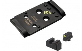 Night Fision Optic Plate and Tritium Yellow Front Sight Combo for Glock Full Size MOS, Lower 1/3 Co-Witness.