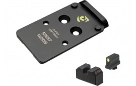 Night Fision Optic Plate and Tritium Yellow Front Sight Combo RMR/507C Lower 1/3 Co-Witness for Glock MOS
