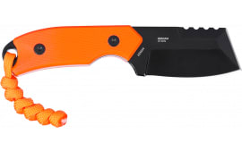 CRKT 4036ER Razel Compact EDC 2.32" Fixed Chisel Part Serrated Black Oxide D2 Steel Blade, Orange G10 Handle
