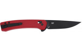 CRKT 7075rd Q Compact 3.05" Folding Drop Point Plain Black Oxide 14C28N Steel Blade, Red Textured Green Handle