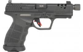 Sarsilmaz SAR9CSOCOMBL10 SAR9 Socom Compact 10+1 4.70" Black Threaded Barrel, Black Steel Optic Cut/Serrated Slide, Black Polymer Frame w/Picatinny Rail, Interchangeable Backstrap Grip, RMSc