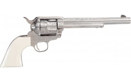 Taylor's & Co 1873 Outlaw Legacy Pietta .45 Colt 7.5" 6rd SAO Nickel Engraved White Navy Grip