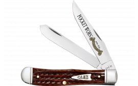 Case Pocket Worn Trapper Knife Corn Cob Jig Mahogany Bone Handle Tru-Sharp SS Clip/Spey Blades