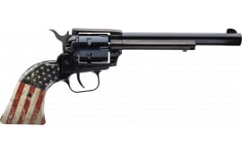 Heritage Mfg RR22B6-USF02 Rough Rider #6 Shot 6.50" Black Steel Barrel & Cylinder, Black Oxide Zinc Alloy Frame, US Flag Grip Revolver
