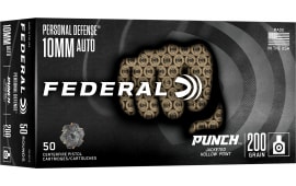 Federal Punch 10mm Auto 200gr Jacketed Hollow Point Brass Case 50 Rounds PD10P1G