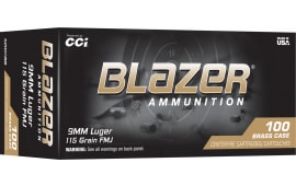 CCI Blazer Brass 9mm 115gr FMJ 100 Brass