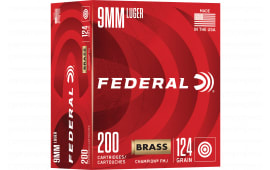 Federal Champion Training 9mm Luger 124gr FMJ 200-Round Brass Case Ammo