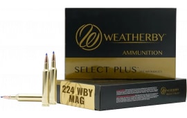 Weatherby .224 Weatherby Magnum 80.5gr Berger FBT 20rd Brass Case Ammunition