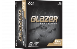 CCI Blazer Brass 9mm Luger 124 Gr FMJ 200 Rounds Brass Case