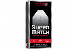 Winchester Super Match 45 Auto 50-Round 230 Gr Round Nose FMJ Brass
