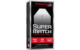 Winchester Super Match 9mm Luger 147gr FMJ Flat Nose Brass Case 50-Round Box
