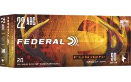 Federal Fusion 22 ARC 20 Round 90 Grain Fusion Soft Point Brass Case