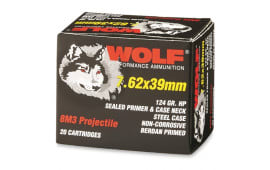 Wolf Polyformance 124 Grain 8M3 " Effect " Hollow Point Steel Case - 1000rd Case