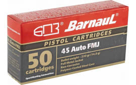 Barnaul .45 ACP Case,  FMJ 230 Grain, Non-Corrosive, Steel Cased, 50 Rounds / Box - 500 Round Case