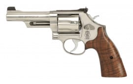 Smith & Wesson 686 Plus Mountain Gun, DA/SA, 4.13" Barrel .357 Magnum, Tyler Gun Works Bearhug Wood Grip, Stainless Revolver, Gold Bead Front Sight - 14040