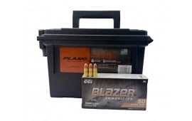 CCI Blazer Brass 9MM Ammo,115 Gr FMJ, Brass Case, Boxer Primed, Non-Corrosive, Reloadable, 450 Rounds In A Reusable Ammo Can - CCI-9-5200-450-CAN
