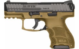 HK 81000095 VP9SK Subcompact 9mm Luger 3.39" (2) 10+1 Black Steel Slide Flat Dark Earth Interchangeable Backstrap Grip