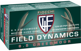 Fiocchi 65CMB Field Dynamics 6.5 Creedmoor 129 gr Pointed Soft Point (PSP) - 20rd Box