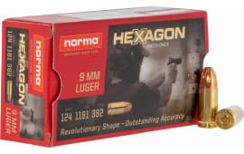 Norma Ammunition (RUAG) 299140050 Hexagon 9mm Luger 124 gr Hexagon - 50rd Box