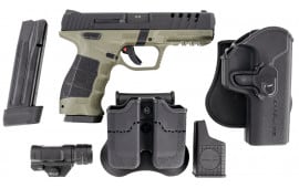 SAR USA SAR9-X Semi-Auto 9mm Pistol, 4.4" Barrel, 19+1, Thumb Safety, Includes Holster, Magazine Pouch, and Flashlight, OD Green Cerakote - SAR9XODBL   