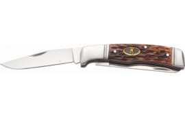 Browning 3220012 Joint Venture  2.88" Folding Drop Point/Spey Point Plain 8Cr13MoV SS Blade Brown Jigged Bone Handle