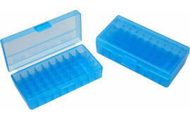 MTM Case-Gard P503824 Case-Gard P-50 Multi-Caliber Handgun Clear Blue Polypropylene 50rd
