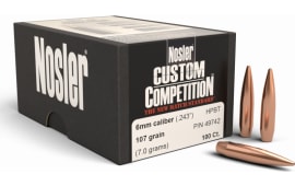 Nosler 49742 Custom Competition Hollow Point 6mm .243 107 GR 100 Per Box