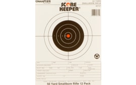 Champion Targets 45721 Score Keeper  Bullseye Paper 50 yds Small Bore Rifle 8.50" x 11" Black/Orange 12 PK