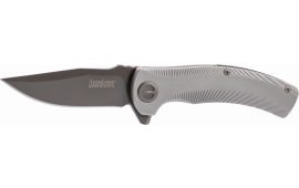 Kershaw 3490 Seguin  3.10" Folding Drop Point Plain Gray PVD 8Cr13MoV SS Blade Bead Blasted Stainless Steel Handle Includes Pocket Clip