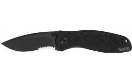 Kershaw Blur Semi Serrated Folding Knife 3-2/5" Drop Point Blade Black