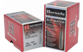 Hornady 22791 ELD Match  .22 Cal .224 75 gr Extremely Low Drag-Match 100 Per Box