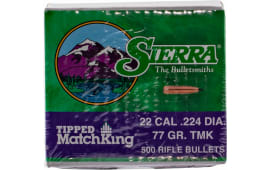 Sierra 7177C Tipped MatchKing  .22 Cal .224 77 gr Tipped MatchKing 500 Per Box