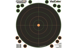 Champion Targets 46136 VisiColor  Self-Adhesive Paper Pistol/Rifle Black/Orange 8" Bullseye Includes Pasters 5 Pack