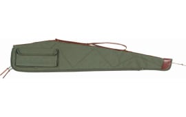 Bob Allen 14537 Canvas Rifle Case 44" Green Canvas with Quilted Flannel Lining, Leather Sling & Self-Repairing Nylon Zipper