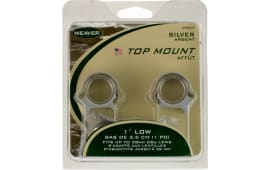 Weaver Mounts 49033 Top Mount Scope Ring Set Quick Detach For Rifle High 1" Tube Silver Steel