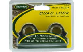 Weaver Mounts 49046 Quad-Lock Ring Set 1" Diam Medium Aluminum Black Matte