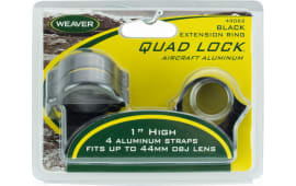 Weaver Mounts 49062 Quad-Lock Ring Set 1" Diam High Extension Aluminum Black