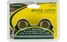 Weaver Mounts 49074 Quad-Lock Rings Quad Lock Medium 1" Diameter Gloss Black